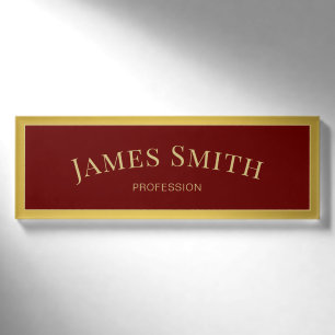 Elegantes modisches Dunkles Red & Luxury Gold: Mod Namenschild