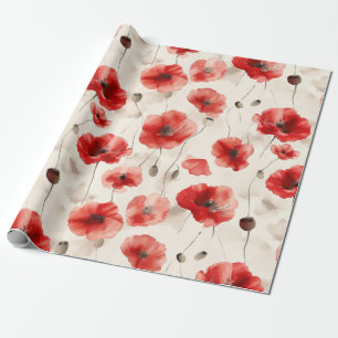 Elegantes Mohnmuster Geschenkpapier