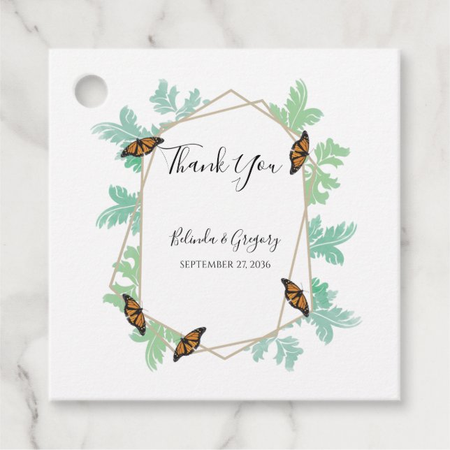 Elegantes Monarch Butterfly-Hochzeitsgeschenk Geschenkanhänger (Vorderseite)