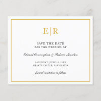 Elegantes Mongram Gold-Hochzeitgeld speichert das 