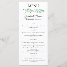 Elegantes Mongram Greenerity Wedding Menu Menükarte