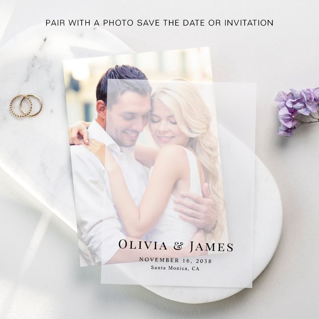 Elegantes Mongram-Hochzeitüberlagerungsgerät (Elevate your save the dates or wedding invitations with the timeless beauty of vellum overlays)