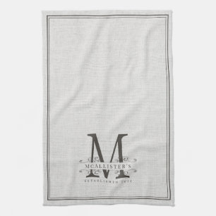 Elegantes Mongram Linen Family Gründungsjahr Geschirrtuch