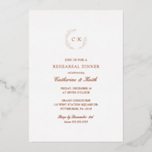 Elegantes Mongram Probe Dinner Folieneinladung