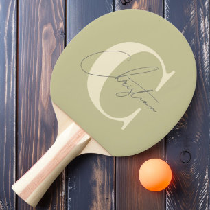 Elegantes Mongram-Staubstreuer Mitte des Jahrhunde Tischtennis Schläger