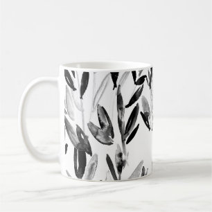 Elegantes Monochrom: Muster für natürliche Blätter Kaffeetasse