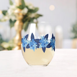 Elegantes monochromatisches blaues Design Weinglas Ohne Stiel
