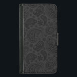 Elegantes Monochromatisches Vintag Paisley-Muster Geldbeutel Hülle Für Das Samsung Galaxy S5<br><div class="desc">Elegantes monochromatisches Vintages Paisley-Muster. Wandelbare dunkelgraue Hintergrundfarbe gegen schwarzen Paisley.</div>