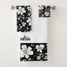 elegantes monochromes Blumenmuster Schwarz-weiß