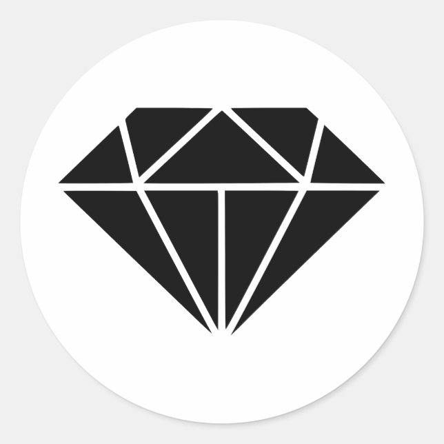 Elegantes monochromes Diamantdesign Runder Aufkleber (Vorderseite)