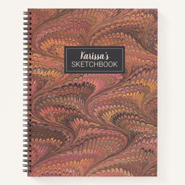 Elegantes Monogram Artist Sketchbook mit Namen Notizbuch (Vorderseite)