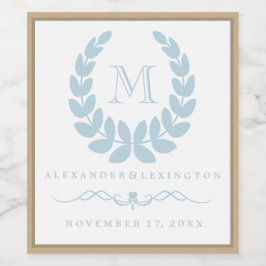 Elegantes Monogram Beach Wedding Wine Bottle Label Weinetikett