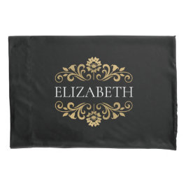 Elegantes Monogram Black Gold Kissenbezug