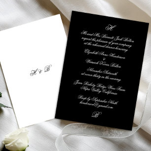Elegantes Monogram Black & White Probe Dinner Einladung