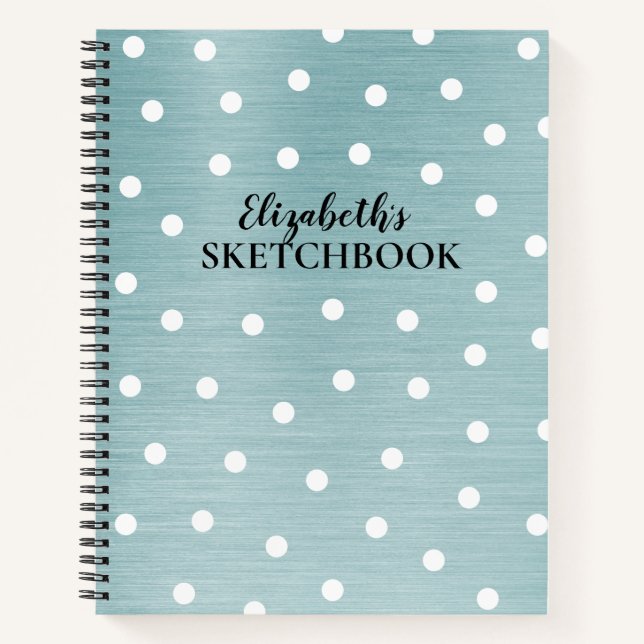 Elegantes Monogram Blue Glam Sketchbook Notebook Notizbuch (Vorderseite)
