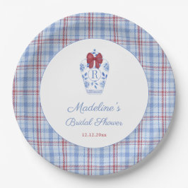 Elegantes Monogram Christmas Brautparty Party Pappteller