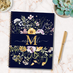 Elegantes Monogram Farbiges Wildblumengarten-Blume Planer