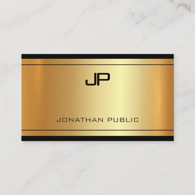 Elegantes Monogram Gold Look Modernste Eleganz Visitenkarte (Vorderseite)