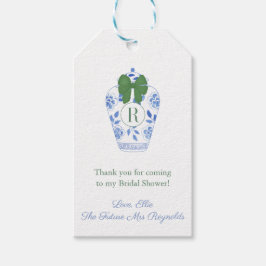 Elegantes Monogram Green Bow-Brautparty Geschenkanhänger