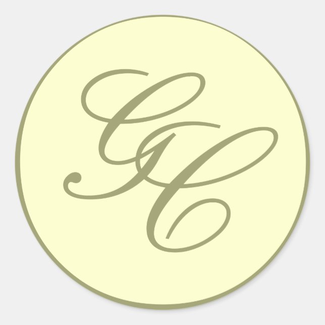 Elegantes Monogram Initial Taupe Elfenbeinhochzeit Runder Aufkleber (Vorderseite)