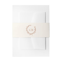 Elegantes Monogram Leaf Wappen Terracotta Wedding Einladungsbanderole