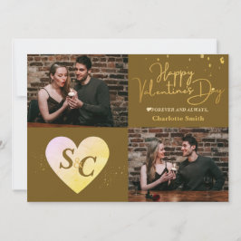 Elegantes Monogram Liebe Valentine's Day Pärchen F Feiertagskarte