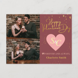 Elegantes Monogram Liebe Valentine's Day Pärchen F Feiertagspostkarte