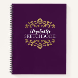 Elegantes Monogram Lila Sketchbook Notebook Notizbuch