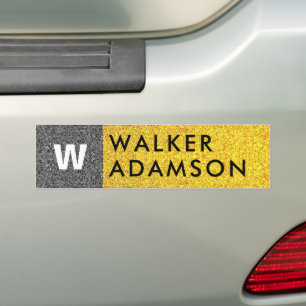 Elegantes Monogram, Luxury Black Gold Car Autoaufkleber