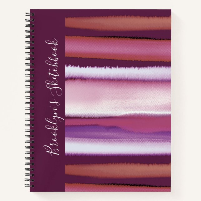Elegantes Monogram Name Lila Artist Sketchbook Notizbuch (Vorderseite)