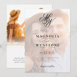 Elegantes Monogram QR Code Foto Einladung zur Hoch