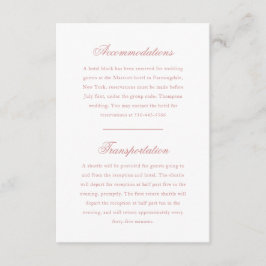 Elegantes Monogram Rose Blush Script Wedding Hotel Begleitkarte