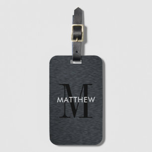 Elegantes Monogram Script Black Brushed Metal Gepäckanhänger