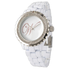 Elegantes Monogram W Pink Rose Gold Armbanduhr
