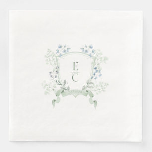 Elegantes Monogram Wappen Hochzeit Napkins Serviette