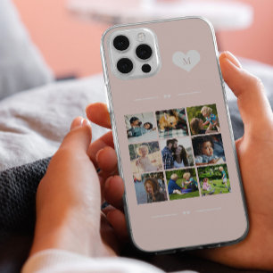 Elegantes Monogramm 9-Foto-Collage  Case-Mate iPhone 14 Hülle