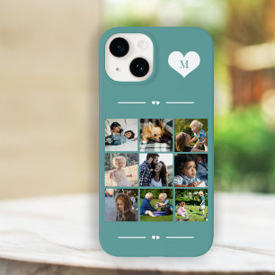 Elegantes Monogramm 9-Foto-Collage Case-Mate iPhone 14 Hülle