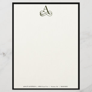 Elegantes Monogramm "A" Briefpapier in Ecru