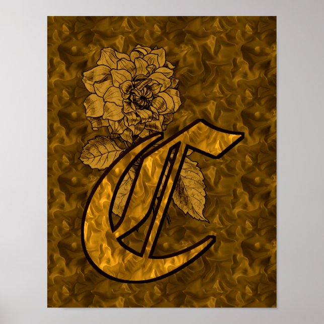 Elegantes Monogramm Anfangsbuchstabe C Gold-Pfings Poster (Vorne)
