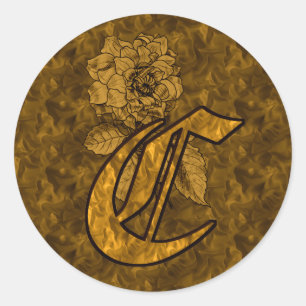 Elegantes Monogramm Anfangsbuchstabe C Gold-Pfings Runder Aufkleber