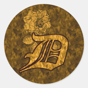Elegantes Monogramm Anfangsbuchstabe D Gold Pfings Runder Aufkleber