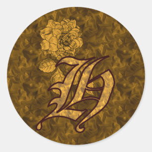 Elegantes Monogramm Anfangsbuchstabe H Gold Pfings Runder Aufkleber