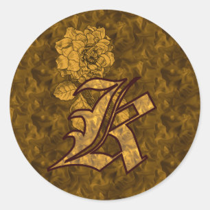 Elegantes Monogramm Anfangsbuchstabe K Gold-Pfings Runder Aufkleber