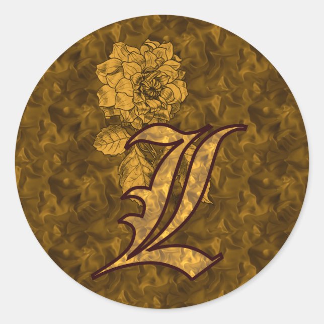 Elegantes Monogramm Anfangsbuchstabe L Gold Pfings Runder Aufkleber (Vorderseite)