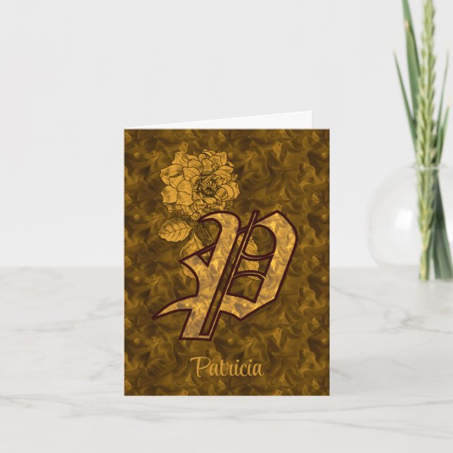 Elegantes Monogramm Anfangsbuchstabe P Gold Pfings (Vorderseite)
