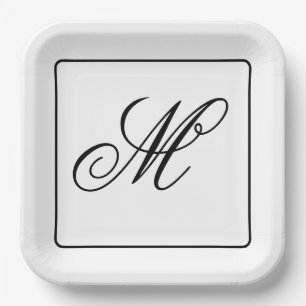 Elegantes Monogramm Anfangsbuchstabe  Pappteller