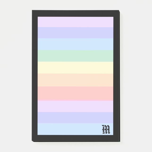 Elegantes Monogramm auf pastellfarbenem Regenbogen Post-it Klebezettel (Vorderseite)