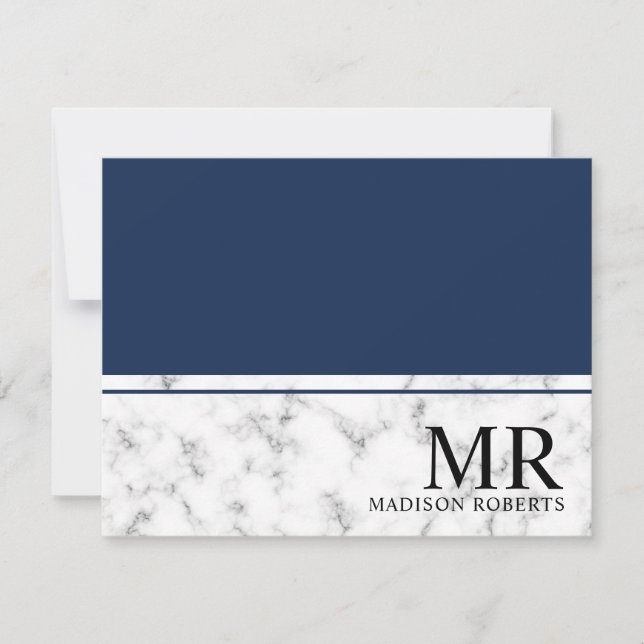 Elegantes Monogramm aus beruflichem Marmor Mitteilungskarte (Vorderseite)
