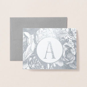 Elegantes Monogramm aus Gold oder Silber-Rose Folienkarte