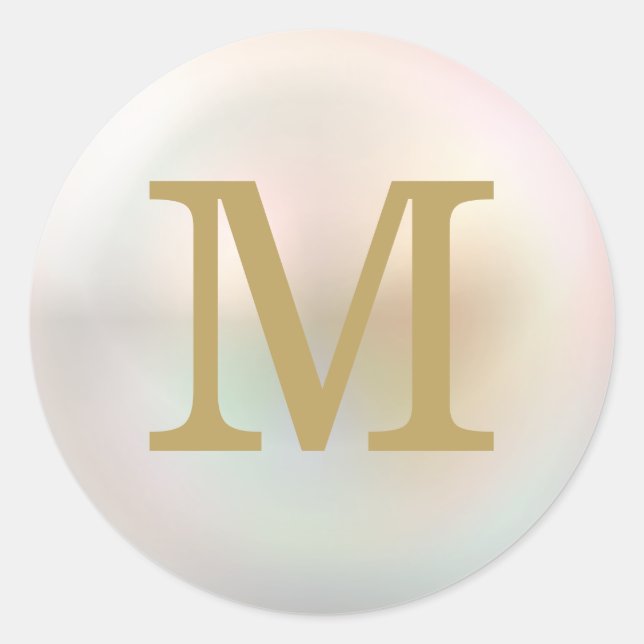 Elegantes Monogramm aus Gold und Pearl Runder Aufkleber (Vorderseite)